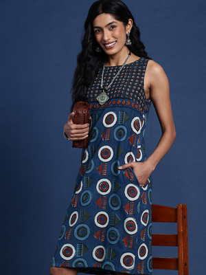Taavi Women A-line Blue Knee Length Dress