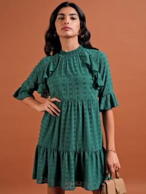 Tokyo Talkies Women A-line Dark Green Dress