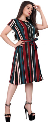 SITARAM FASHIION Women Fit and Flare Multicolor Knee Length Dress