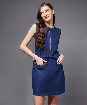 Miss Chase Women Shift Blue Dress