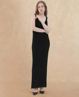 RAREISM Women Bodycon Black Maxi/Full Length Dress