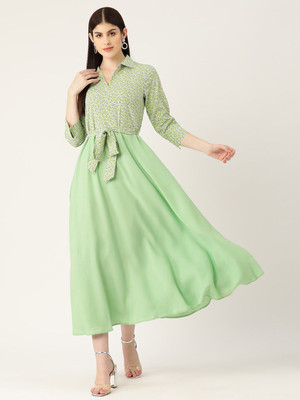 CHEMISTRY Women A-line Green Maxi/Full Length Dress