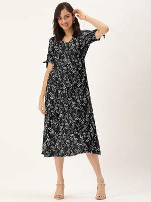 Dressberry Women A-line Black Below Knee Dress