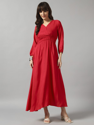 Femvy Women Solid Ethnic Dress Kurta(Pink)