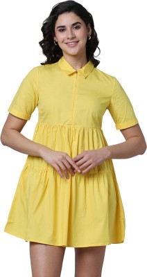 Pantaloons Women Shirt Yellow Dress