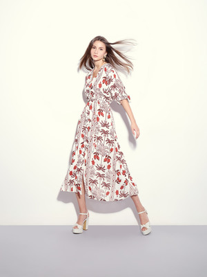 VERO MODA Women Fit and Flare White Midi/Calf Length Dress