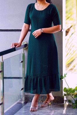 R V Fashion Women A-line Multicolor Midi/Calf Length Dress