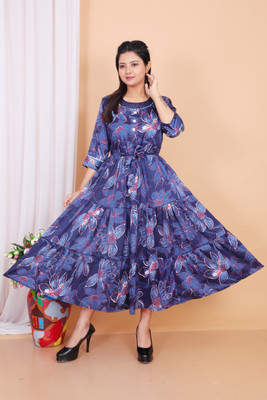 Safir Dresses Women Gown Blue Midi/Calf Length Dress