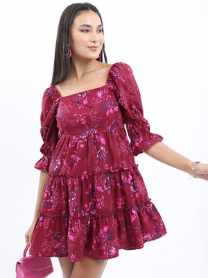 Tokyo Talkies Women Blouson Purple Above Knee/Mid Thigh Length Dress