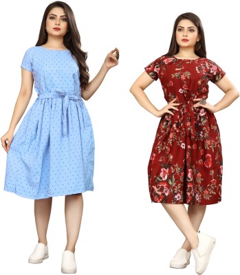 Nidhi Collection Women A-line Blue Dress