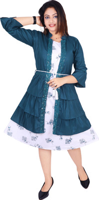 S LEMON DROPS Women A-line Dark Blue Below Knee Dress