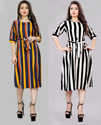 Modli 20 Fashion Women Fit and Flare Multicolor Midi/Calf Length Dress