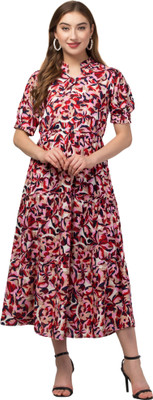 Enterprises Himani Women A-line Red Maxi/Full Length Dress