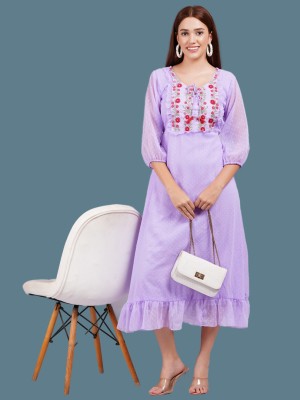 sana fashion Women Fit and Flare Purple Dress