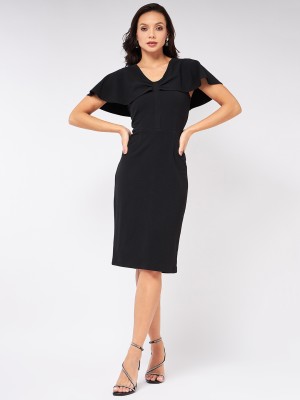 ZIMA LETO Women Fit and Flare Black Dress