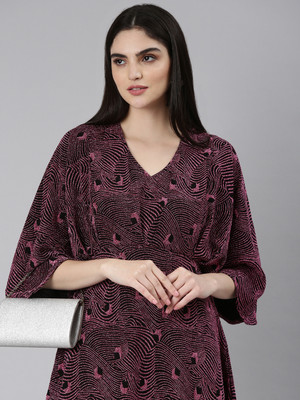 SHOWOFFFF Women A-line Pink, Maroon Mini/Short Dress