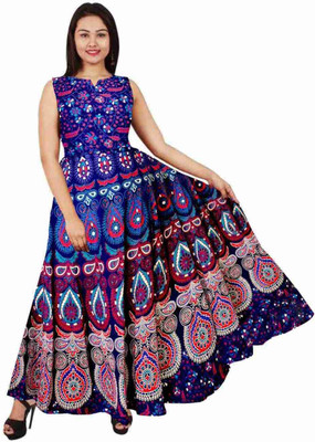 Kanishka Boutique Women Fit and Flare Multicolor Maxi/Full Length Dress