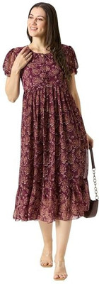 Mahi Fashion Stores Women A-line Purple Midi/Calf Length Dress