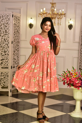 AANAYA S FASHION Women Fit and Flare Multicolor Knee Length Dress