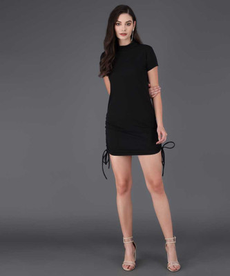 TANDUL Women Bodycon Black Above Knee/Mid Thigh Length Dress