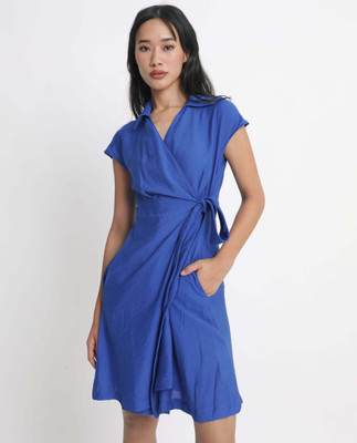 RAREISM Women A-line Blue Mini/Short Dress