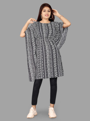 SARVOPAREE CREATION Women Kaftan Black Knee Length Dress