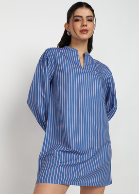 Asami Women A-line Blue Above Knee/Mid Thigh Length Dress