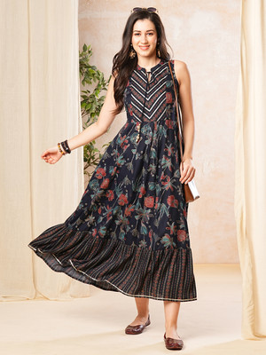 Globus Women A-line Multicolor Maxi/Full Length Dress