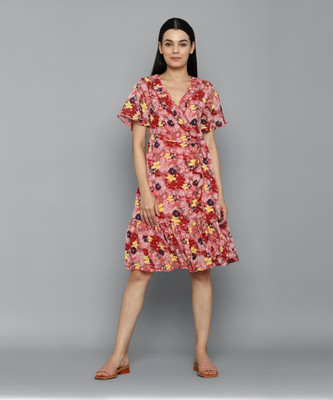 Allen Solly Women A-line Pink Knee Length Dress