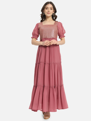 ALL WAYS YOU Women A-line Pink Maxi/Full Length Dress