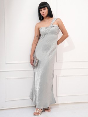 Tokyo Talkies Women Maxi Silver Midi/Calf Length Dress