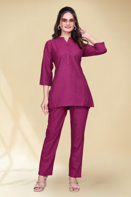 HouseOfCommon Women Ethnic Dress Maroon Knee Length Dress