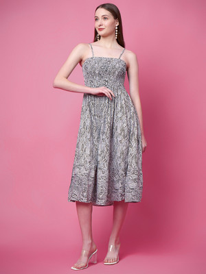 PRETTY LOVING THING Women Fit and Flare White Knee Length Dress