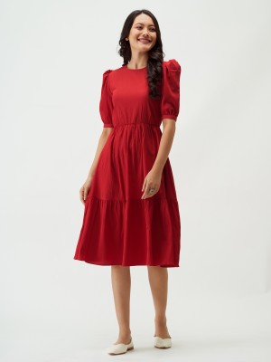 AASK Women A-line Red Dress