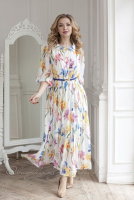 NEXXER Women Fit and Flare Multicolor Maxi/Full Length Dress