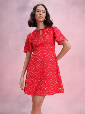 Dressberry Women A-line Red Above Knee/Mid Thigh Length Dress