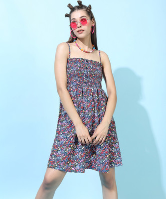 Tokyo Talkies Women A-line Blue Above Knee/Mid Thigh Length Dress