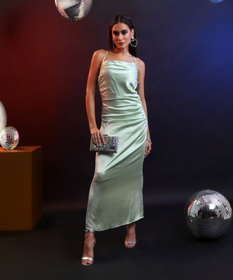 Tokyo Talkies Women Maxi Green Full Length Dress