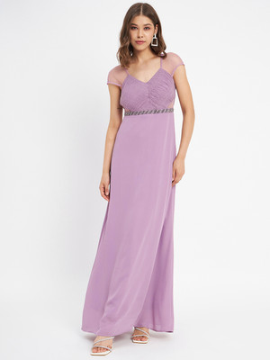 MADAME Women Maxi Pink Full Length Dress