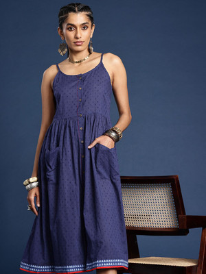 Taavi Women A-line Blue Midi/Calf Length Dress