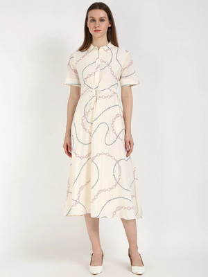 TOMMY HILFIGER Women A-line Beige Below Knee Dress