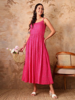 Gujari Women A-line Pink Dress