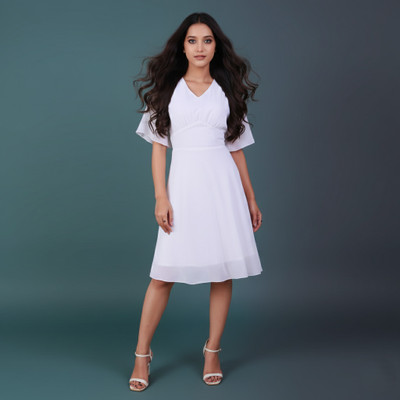 Velltiska Women A-line White Mini/Short Dress