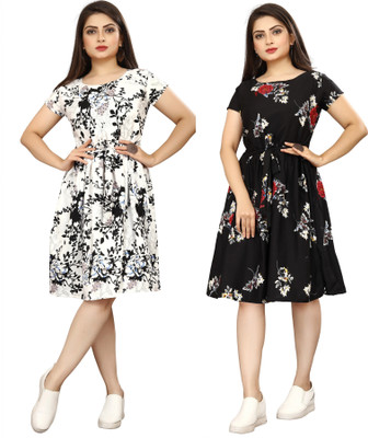 HouseOfCommon Women A-line Multicolor Knee Length Dress