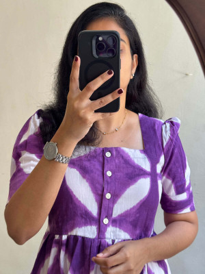 Assamica Women Fit and Flare Purple Midi/Calf Length Dress