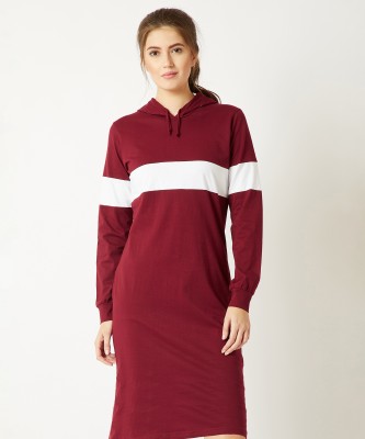 Miss Chase Women Shift Maroon Dress