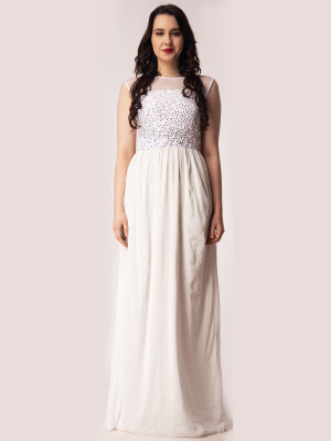 EastBay Women A-line White Maxi/Full Length Dress