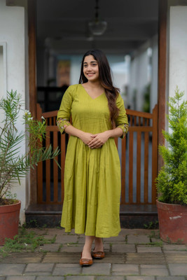 RS By Rocky Star Women Ethnic Dress Light Green Knee Length Dress