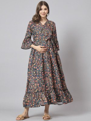 THE DRY STATE Women Maxi Multicolor Midi/Calf Length Dress