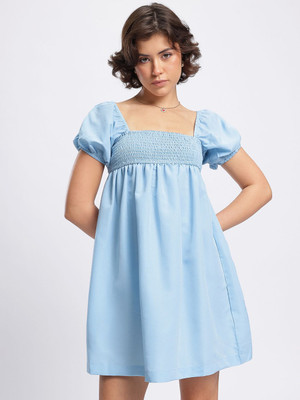 Dressberry Women Empire Waist Blue Above Knee/Mid Thigh Length Dress